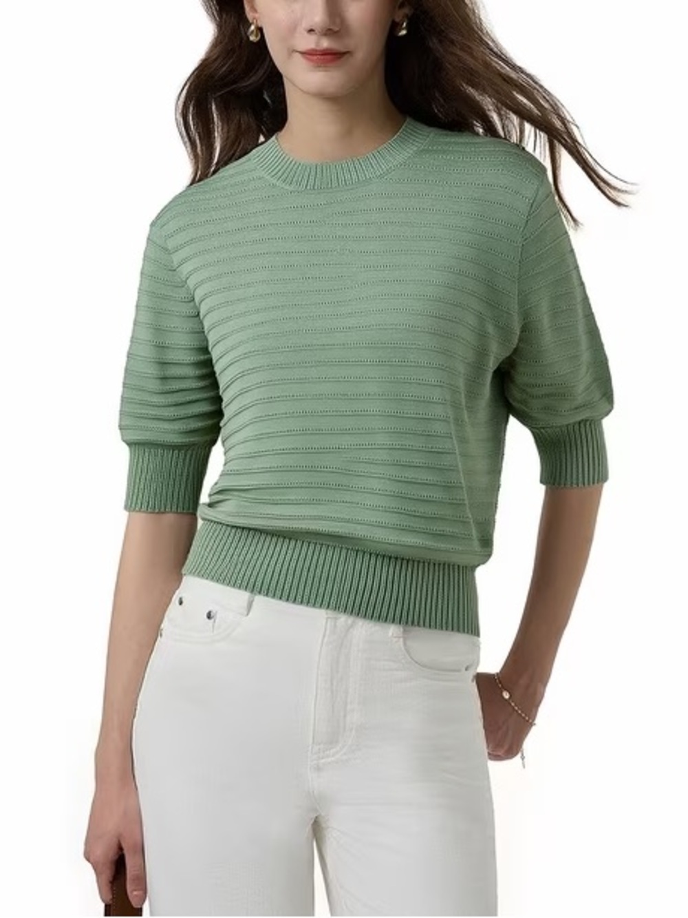 Frye Sage Knit Short Sleeve Sweater Cottagecore Coastal Grandmother | Size XL
